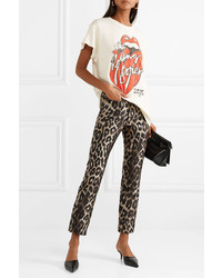 TRE by Natalie Ratabesi Charlotte Metallic Leopard Print Jacquard Slim Leg Pants