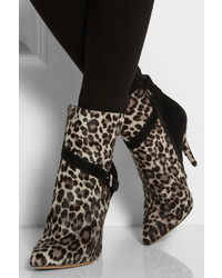 Tabitha Simmons Hunter Leopard Print Calf Hair And Suede Ankle Boots