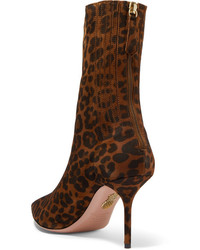Aquazzura Saint Honore Leopard Print Suede Sock Boots