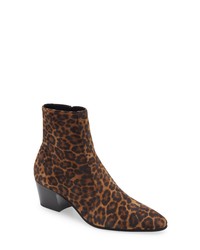 Dark Brown Leopard Suede Chelsea Boots