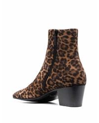 Saint Laurent Leopard Print Suede Ankle Boots