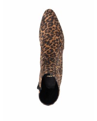 Saint Laurent Leopard Print Suede Ankle Boots