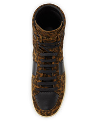 Saint Laurent Sl10h Leopard Suede High Top Sneaker