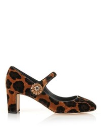 Dolce & Gabbana Jackie Leopard Print Velvet Pumps