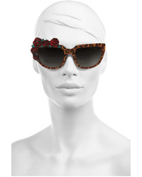Anna Karin Karlsson Rose Rouge D Frame Leopard Print Acetate Sunglasses