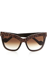 Karlsson Anna Karin Mimi Monaco D Frame Leopard Print Acetate Sunglasses