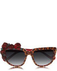 Karlsson Anna Karin Rose Rouge D Frame Leopard Print Acetate Sunglasses