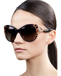 Roberto Cavalli Serpent Temple Oversized Cat Eye Sunglasses Leopard