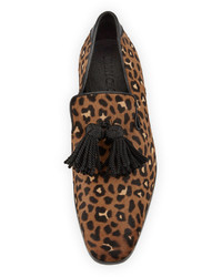 Jimmy Choo Foxley Leopard Print Calf Hair Tassel Loafer