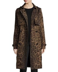 Dark Brown Leopard Trenchcoat