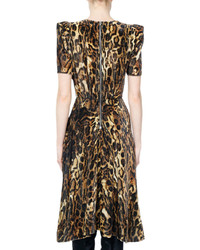 Isabel Marant Ulia Leopard Print Velvet Midi Dress