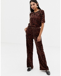 In Wear Velvet Leopard Print Wide Leg Trousers