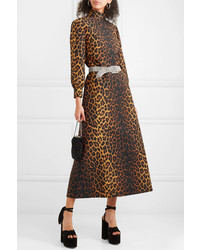 Gucci Leopard Print Wool Blend Maxi Dress