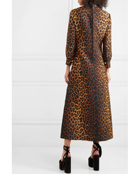 Gucci Leopard Print Wool Blend Maxi Dress