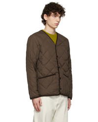 TAION Brown Quilted Down Piping Cardigan