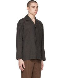 Homme Plissé Issey Miyake Brown Cotton Linen Shirt