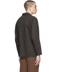 Homme Plissé Issey Miyake Brown Cotton Linen Shirt