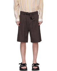 Dark Brown Linen Shorts