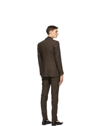 Husbands Brown Linen Single Breasted Suit