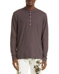 Massimo Alba Powder Dye Cotton Jersey Henley In Chocolate At Nordstrom