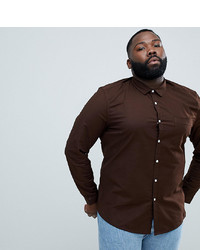 ASOS DESIGN Plus Slim Oxford Shirt In Dark Brown