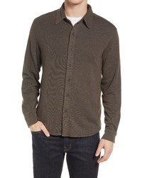 The Normal Brand Puremeso Acid Wash Knit Button Up Shirt In Charcoal At Nordstrom