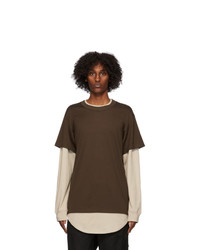 Mastermind World Brown And Beige Layered Long Sleeve T Shirt