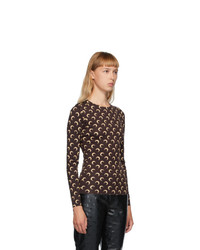 Marine Serre Brown And Beige Moon Allover Long Sleeve T Shirt