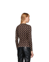 Marine Serre Brown And Beige Moon Allover Long Sleeve T Shirt