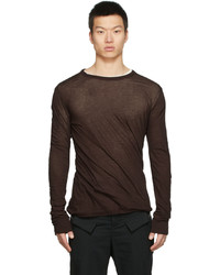 Rick Owens Burgundy Basic Long Sleeve T Shirt