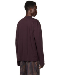 Dries Van Noten Purple Mock Neck Long Sleeve T Shirt