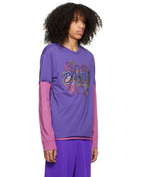 BLUEMARBLE Purple Rhinestones Long Sleeve T Shirt