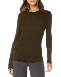 Michael Stars Side Gather Long Sleeve Cotton Blend Top