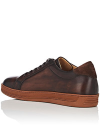 Barneys New York Burnished Leather Sneakers