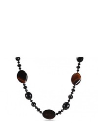 Ice 700 Ct Tgw Mixed Dark Brown And Black Agate And Crystal Beaded Endless Necklace