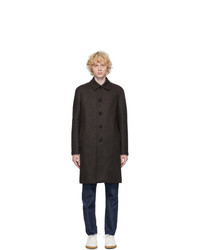 Harris Wharf London Brown And Blue Wool Double Face Twill Coat