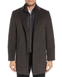 Hart Schaffner Marx Kingman Modern Fit Wool Blend Coat With Removable Zipper Bib