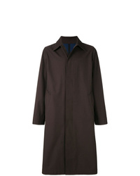 Men's Dark Brown Overcoat, Tan Cardigan, White Dress Shirt, Grey Check ...