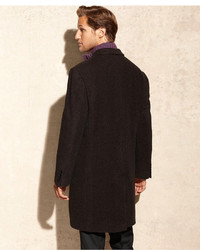 Calvin Klein Plaza Brown Twill Wool Blend Overcoat