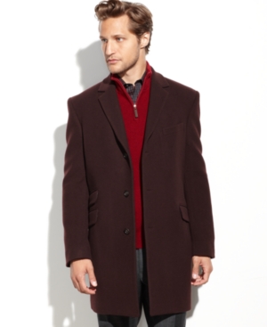 Tommy Hilfiger Coat Cashmere Blend Overcoat Trim Fit, $189 | Macy's ...