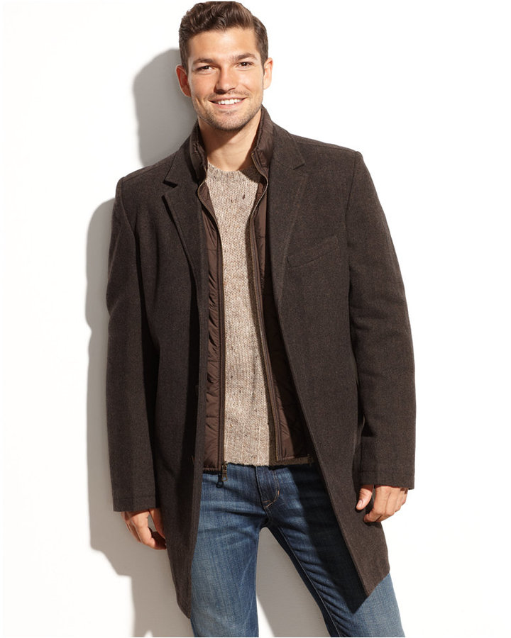 Tommy Hilfiger Wool Blend Quilted Bib Overcoat, $325 | Macy's | Lookastic