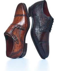 Magnanni For Neiman Marcus Lizard Cap Toe Oxford Shoe Medium Brown