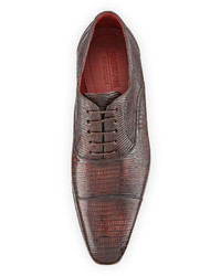 Magnanni For Neiman Marcus Lizard Cap Toe Oxford Shoe Medium Brown
