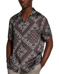 Dark Brown Paisley Short Sleeve Shirt