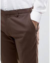 Asos Super Skinny Smart Pants In Dark Brown