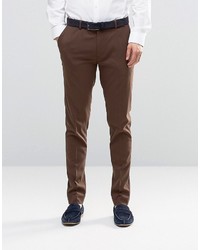Asos Super Skinny Smart Pants In Dark Brown