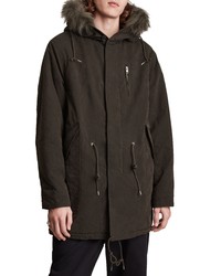 AllSaints Coln Waxed Parka With Faux