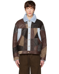 Acne Studios Brown Patchwork Leather Jacket