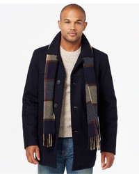 Tommy Hilfiger Big Tall Melton Peacoat With Scarf