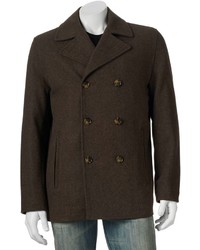 Towne By London Fog Wool Blend Double Breasted Peacoat
